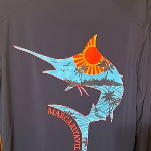 Margaritaville Navy Shirt with Tropical Graphic